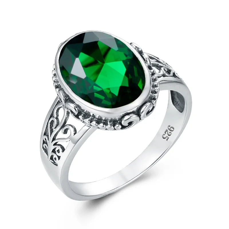 10x14mm Oval Garnet Statement Ring – 14K Gold Plated 925 Silver, Handmade Luxury Jewelry for Birthdays