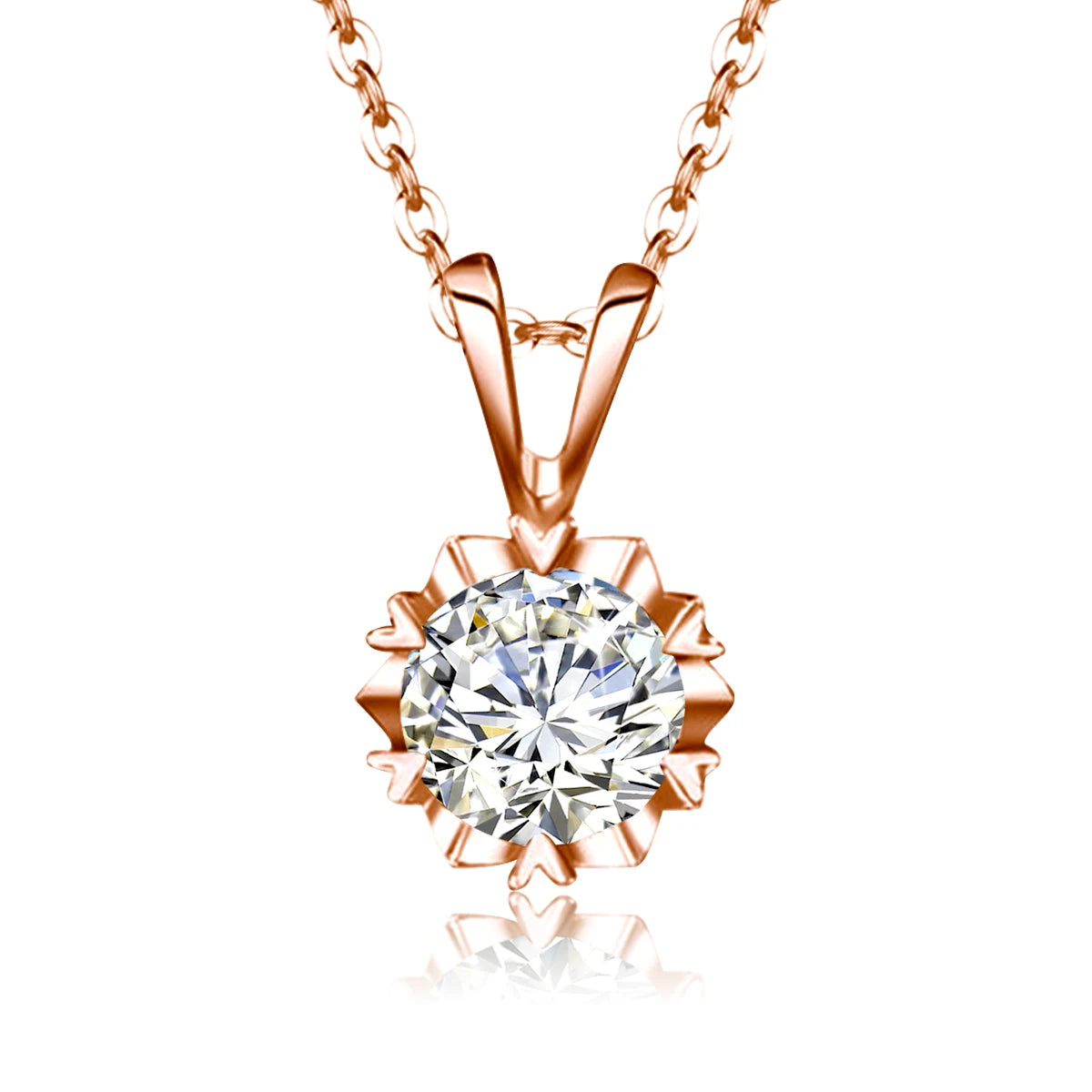 1ct Gold Pendant Moissanite Necklace – 925 Sterling Silver, Wedding Jewelry