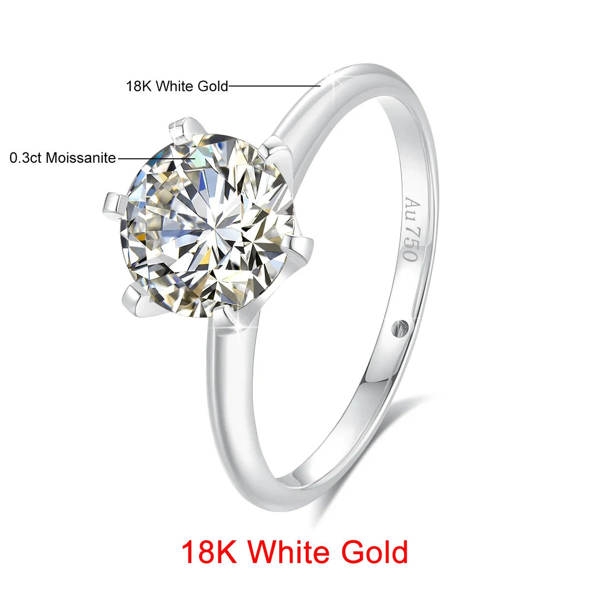 1ct Round Moissanite Engagement Ring - 18K Gold, D Color VVS1, NGTC Certified Bridal Jewelry