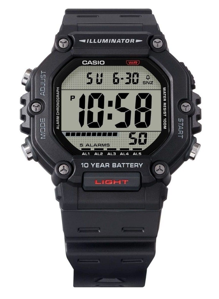 Casio Digital Resin Strap Quartz 100M Stainless Steel. A brand-new Casio watch. Front view.