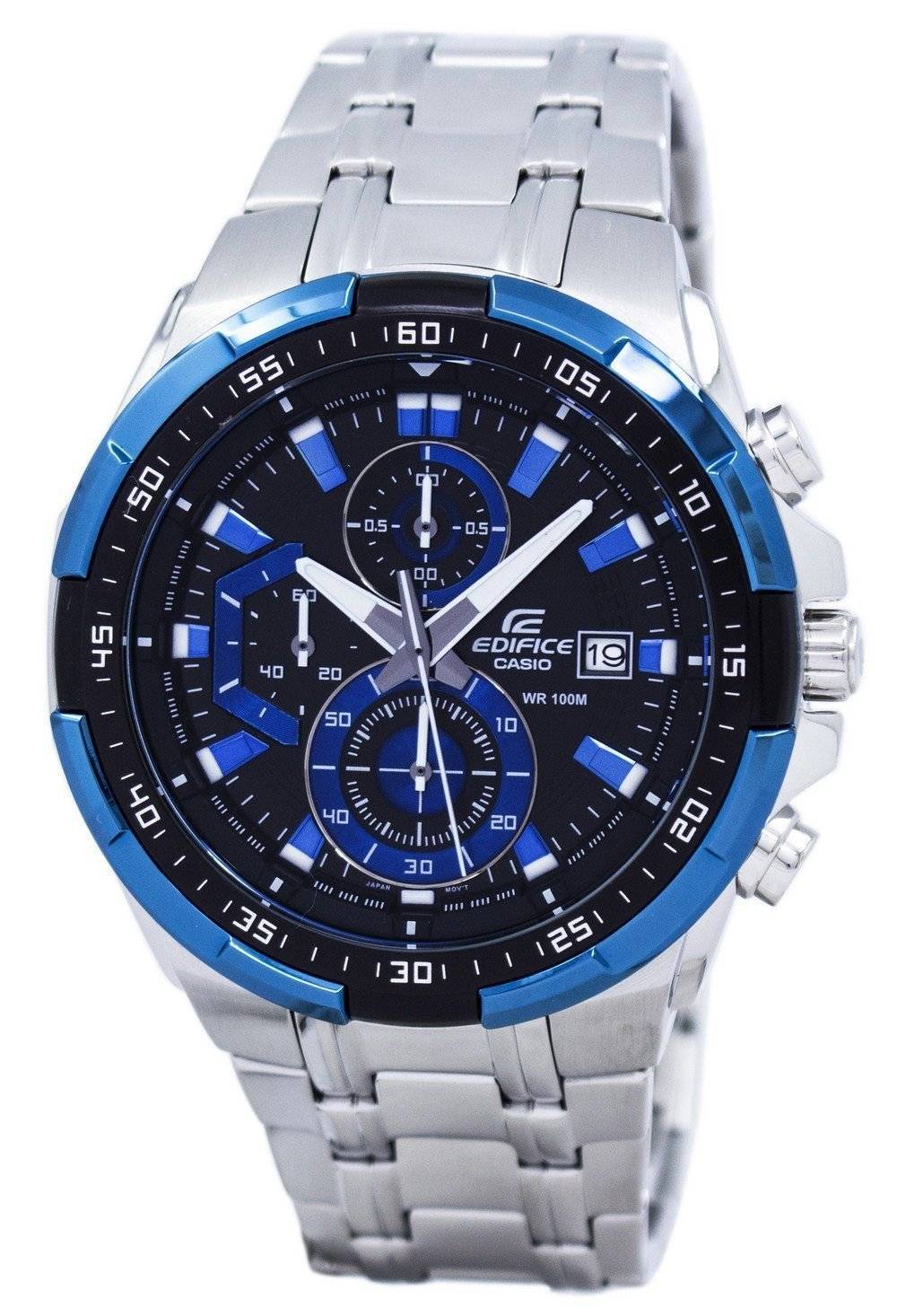 Casio Edifice Chronograph Quartz EFR539D-1A2V. A brand-new Casio Edifice watch featuring a Stainless steel strap. Angled view.