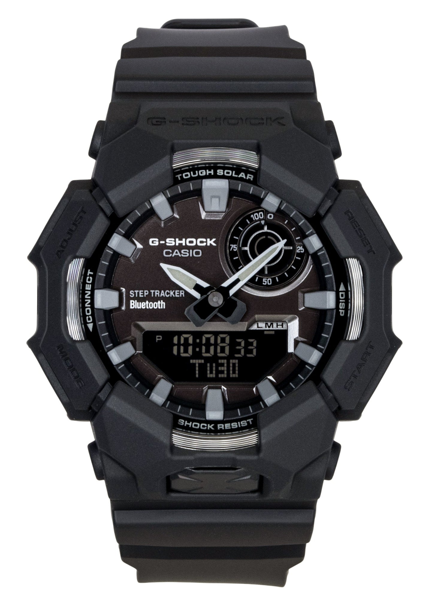 Casio G-Shock Analog Digital Smartphone Link Bio-Based. A brand-new Casio G-Shock watch featuring a Black dial and a Plastic strap. Side view.