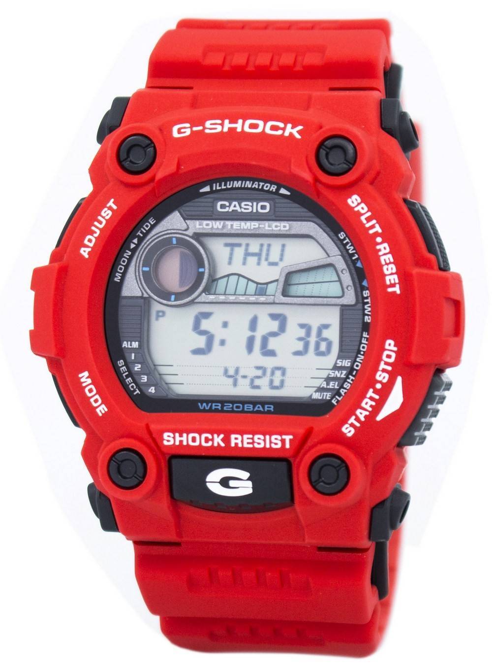 Casio G-Shock G-Rescue Moon Tide G7900A-4C Water Resistant. A brand-new Casio G-Shock watch. Angled view.