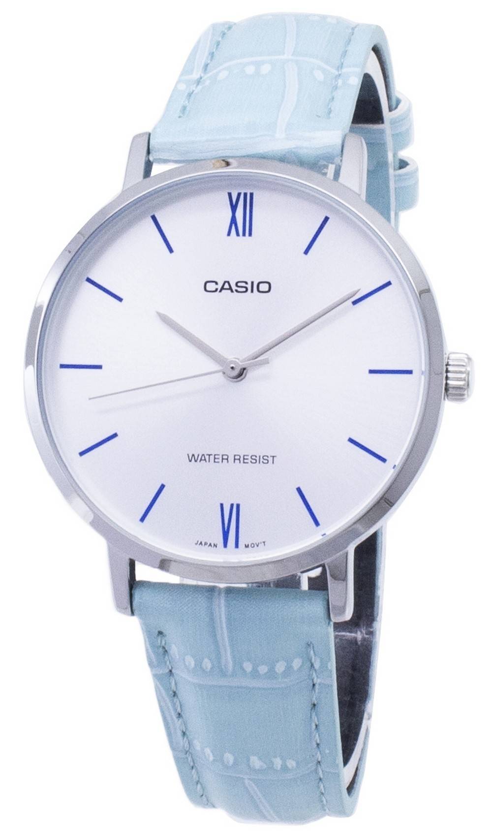 Casio Quartz LTPVT01L-7B3 Analog Wo Stainless Steel. A brand-new Casio watch featuring a Leather strap. Front view.