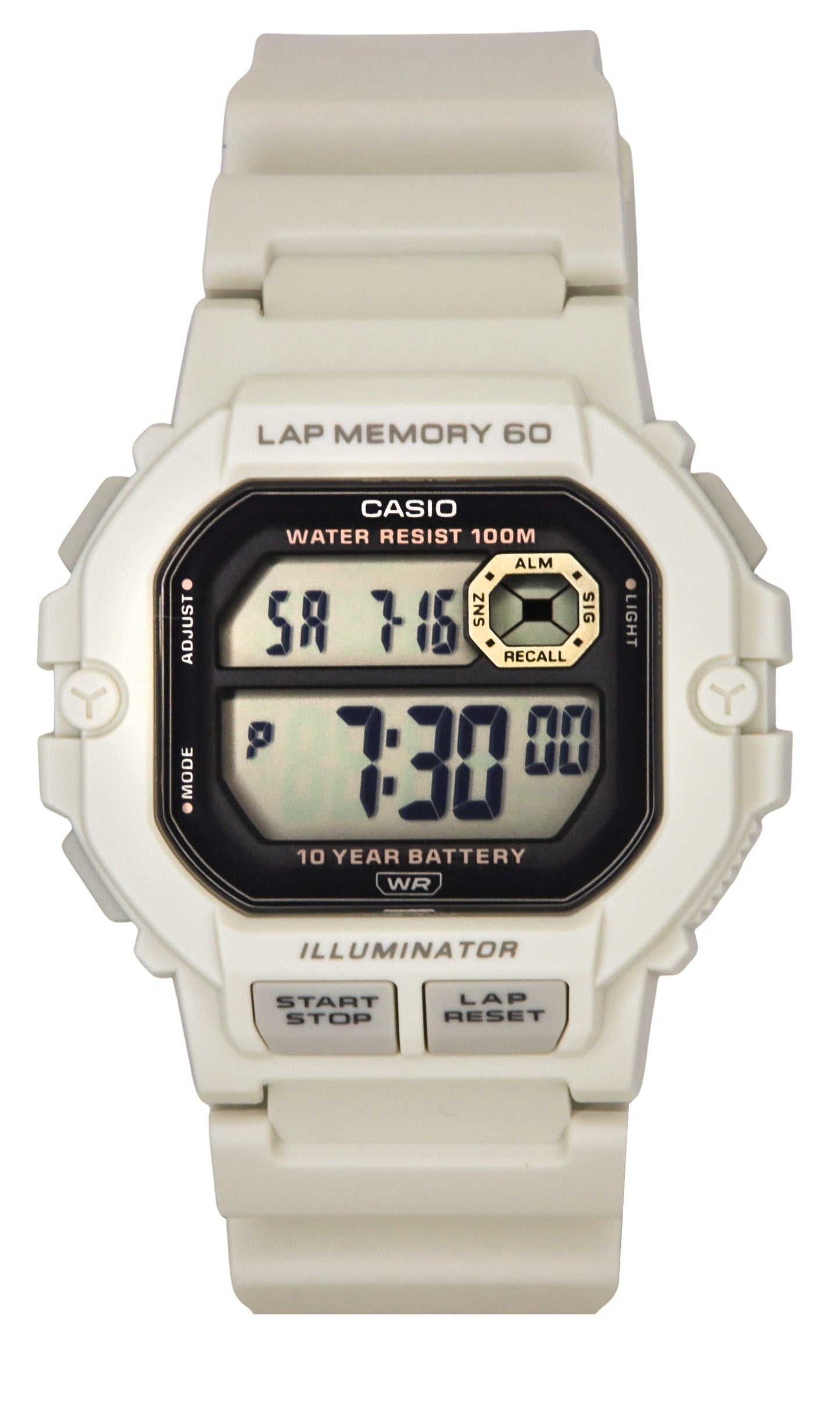 Casio Standard Digital Resin Strap Quartz 100M. A brand-new Casio Standard watch. Angled view.