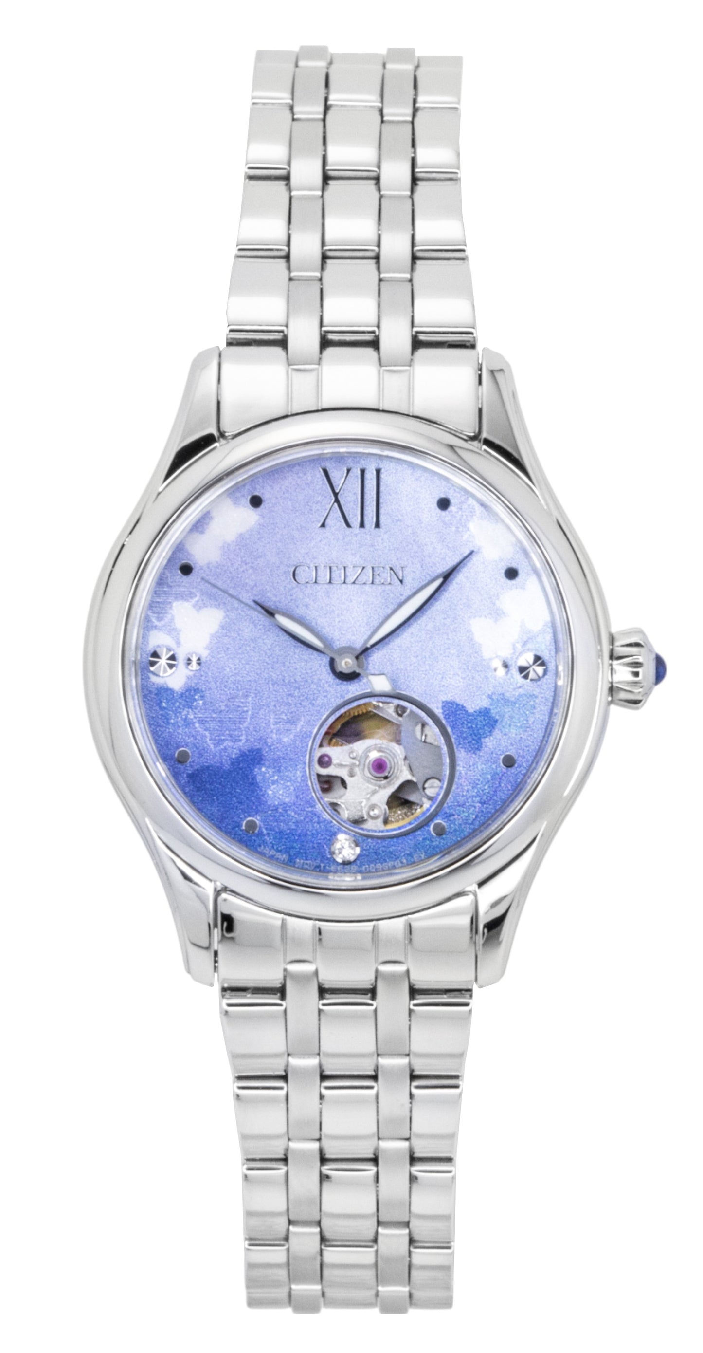 Citizen Limited Edition Stainless Steel Open Heart Light. A brand-new Citizen watch featuring a Blue dial and a Stainless steel strap. Front view.
