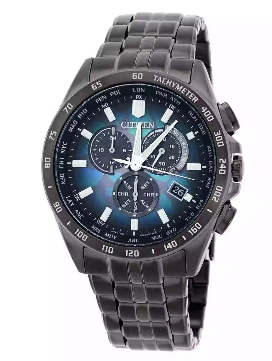 Citizen PCAT Limited Edition Perpetual Calendar Chronograph. A brand-new Citizen Eco-Drive watch featuring a Multicolor dial. Front view.