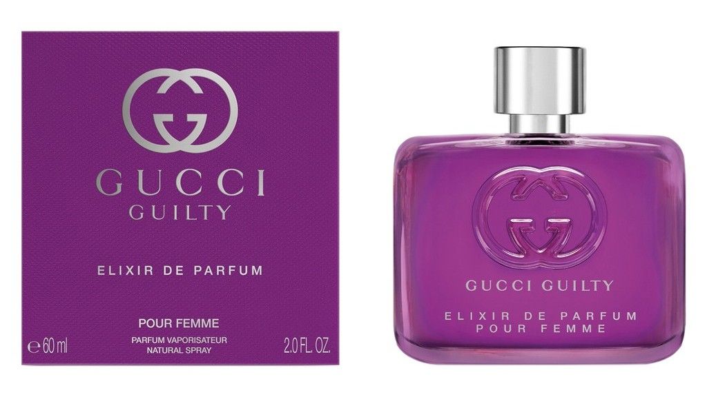 Gucci Guilty Elixir De Parfum Spray For Women. A brand-new Gucci Guilty watch. Side view.