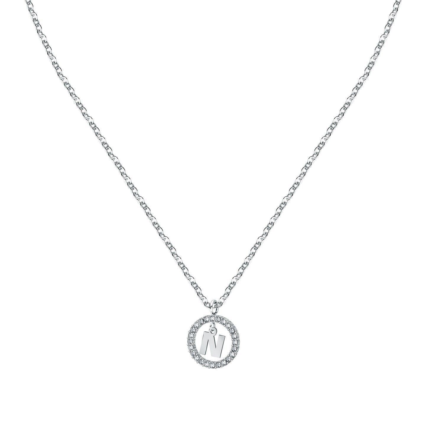 La Petite Story Letter N Steel Necklace With Clear Crystal. A brand-new La Petite Story watch. Front view.