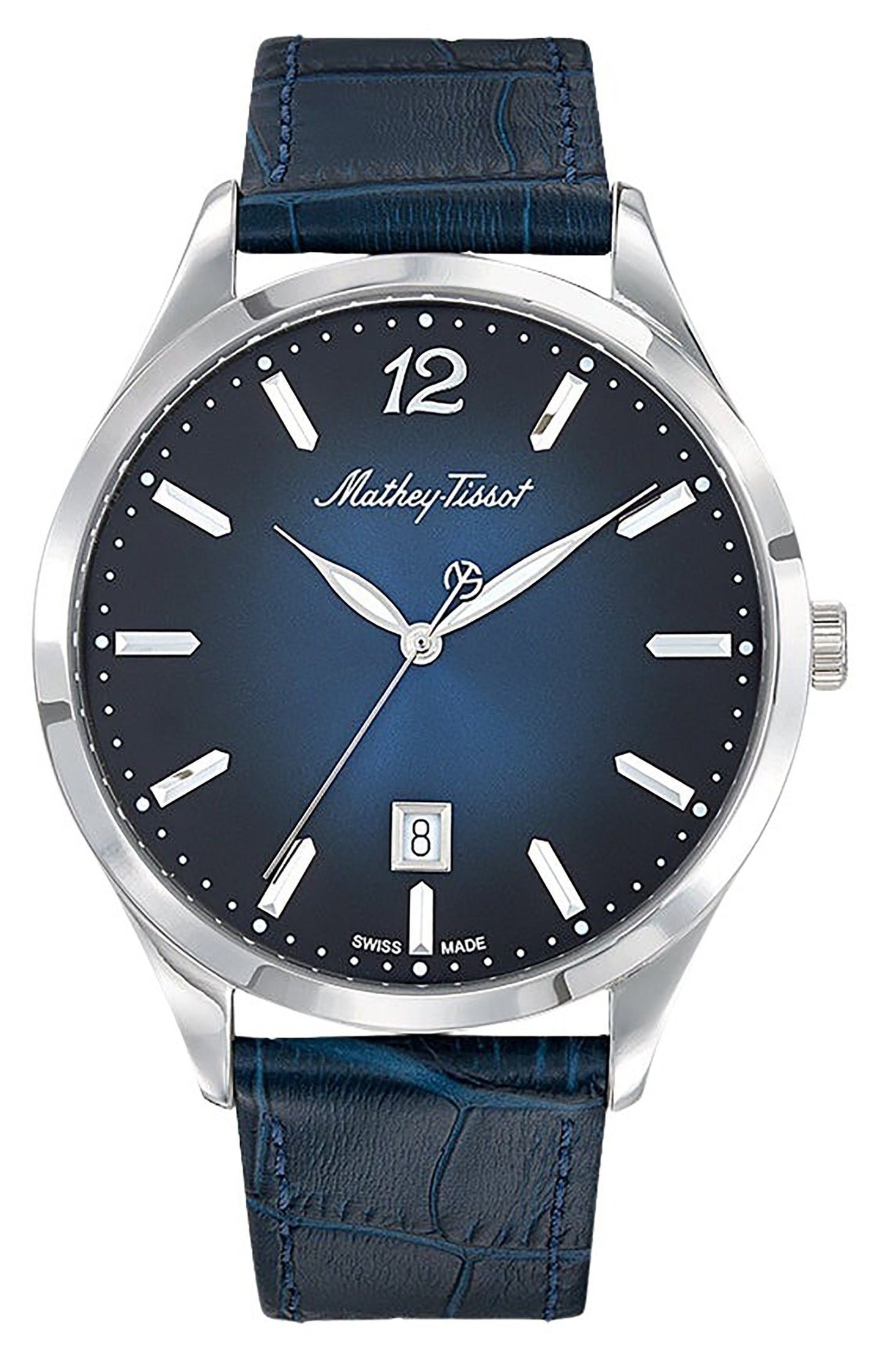 Mathey-Tissot Urban Leather Blue Dial Quartz H411ABU. A brand-new Mathey-Tissot Urban watch featuring a Blue dial and a Leather strap. Side view.