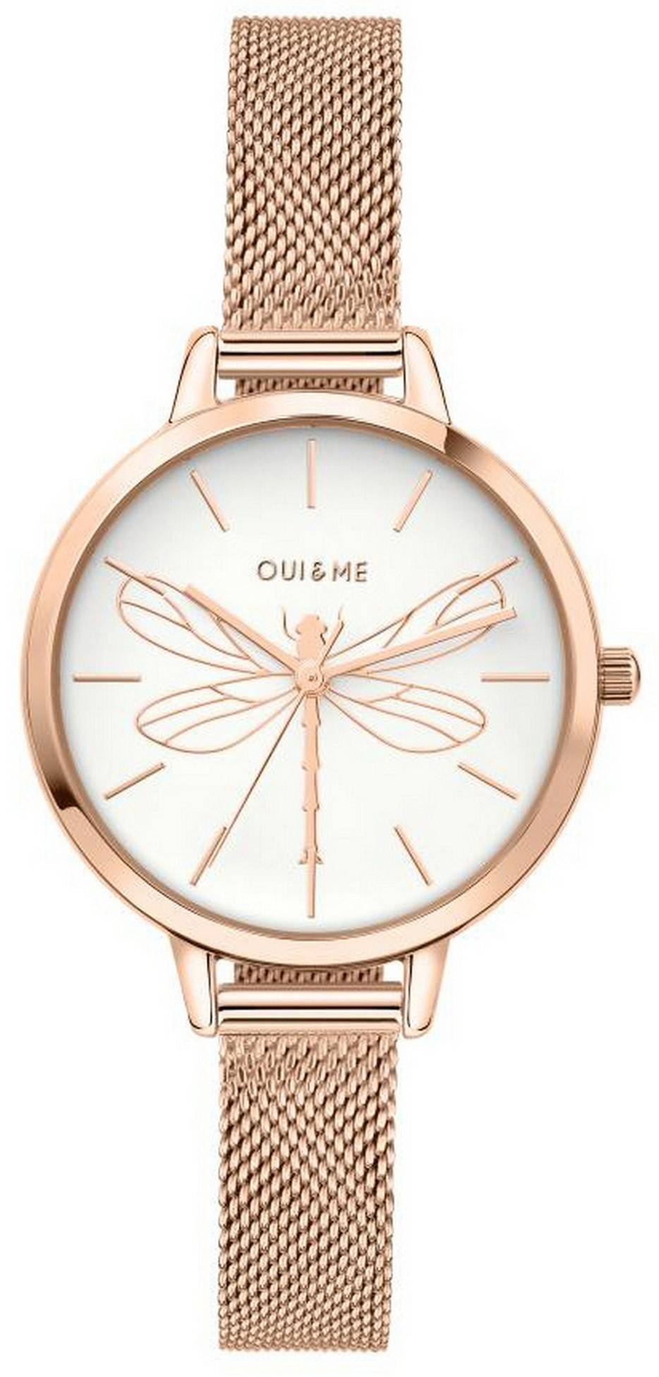 Oui & Me Petite Amourette White Dial Rose Gold Tone. A brand-new Oui & Me Amourette watch featuring a White dial and a Stainless steel strap. Front view.