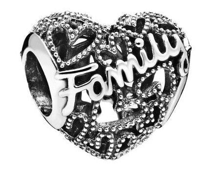 Pandora Family Heart Sterling Silver Charm 798571C00 For. A brand-new PANDORA watch. Angled view.