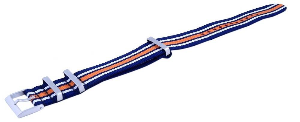 Ratio Blue And Orange Polyester 22mm Watch Strap. A brand-new RATIO watch. Side view.