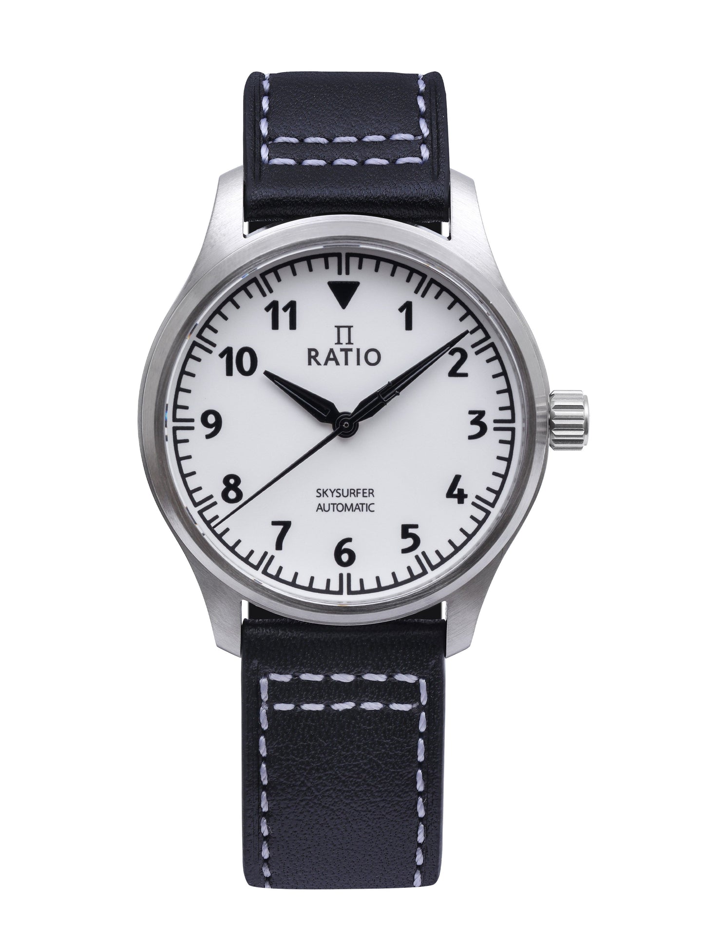 Ratio Skysurfer Pilot Full Luminous Dial Leather Automatic. A brand-new RATIO Skysurfer watch featuring a Leather strap. Angled view.