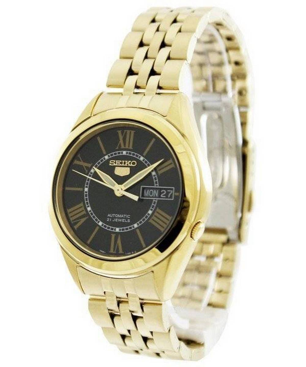 Seiko 5 Automatic 21 Jewels SNKL40K SNKL40 Water Resistant. A brand-new Seiko watch featuring a Stainless steel strap. Side view.