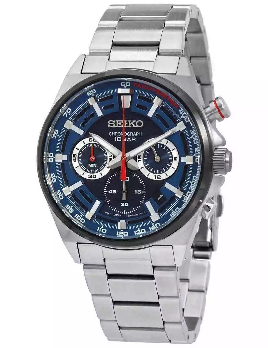 Seiko Conceptual Chronograph Stainless Steel Blue Dial. A brand-new Seiko Conceptual watch featuring a Blue dial and a Stainless steel strap. Front view.