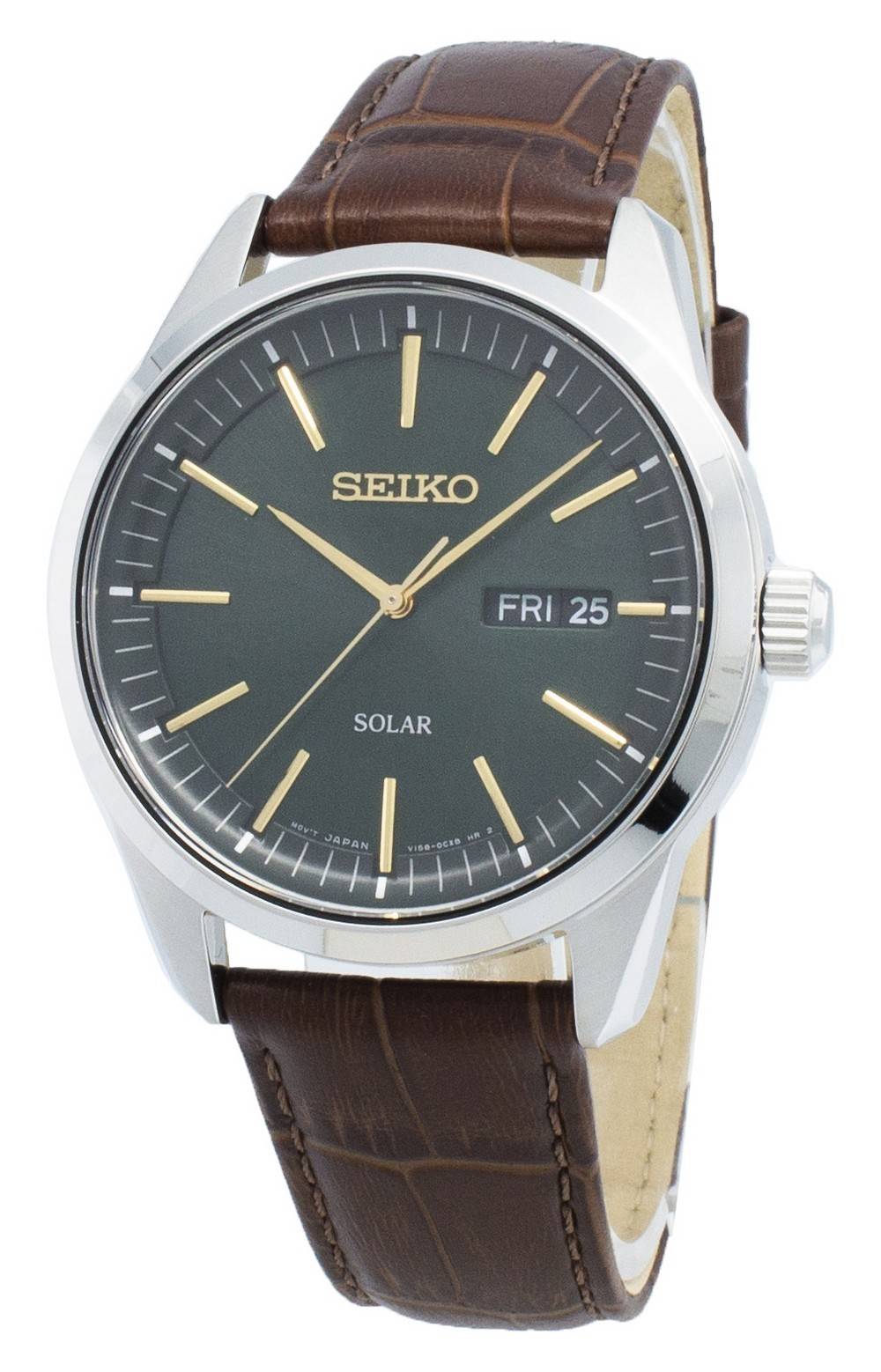 Seiko Conceptual SNE529P SNE529 Analog Solar Water Resistant. A brand-new Seiko Conceptual watch featuring a Leather strap. Front view.