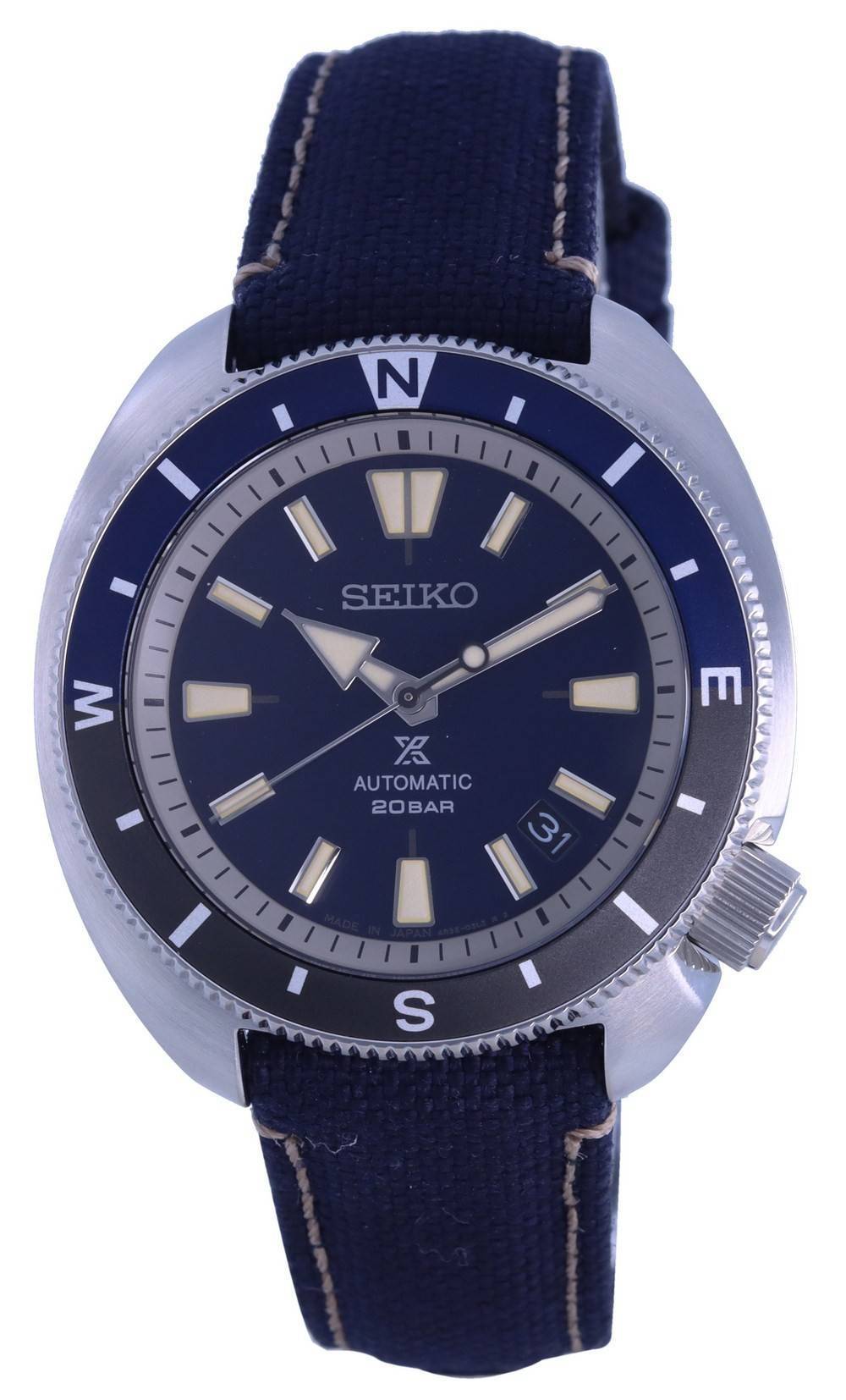 Seiko Prospex Land Tortoise Automatic Diver's SRPG15. A brand-new Seiko Prospex watch featuring a Stainless steel strap. Front view.