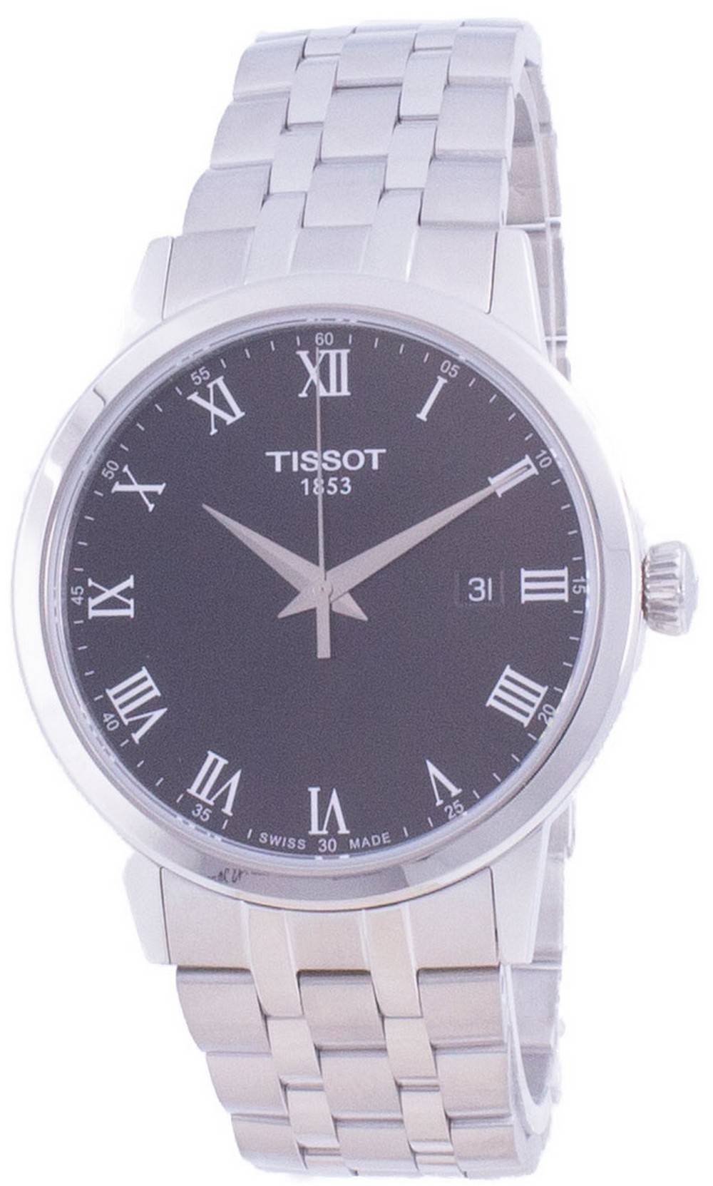 Tissot Classic Dream Quartz T129.410.11.053.00. A brand-new Tissot watch featuring a Stainless steel strap. Front view.