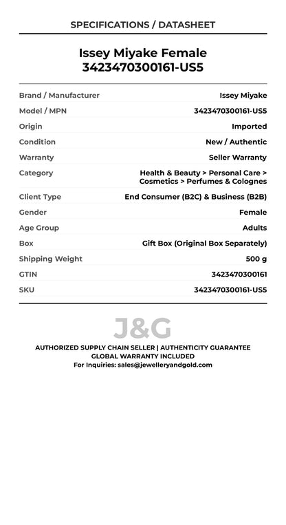 Issey Miyake Female 3423470300161-US5 - Specifications