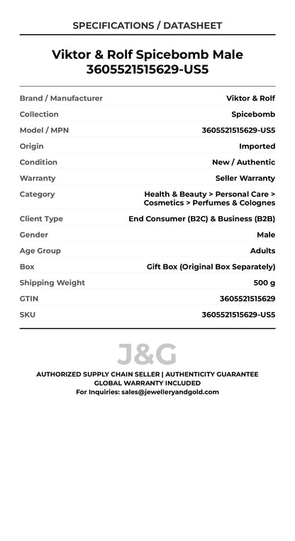 Viktor & Rolf Spicebomb Male 3605521515629-US5 - Specifications