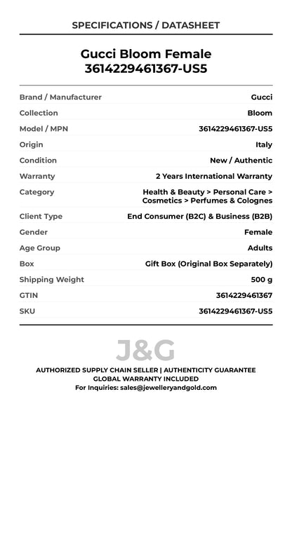 Gucci Bloom Female 3614229461367-US5 - Specifications