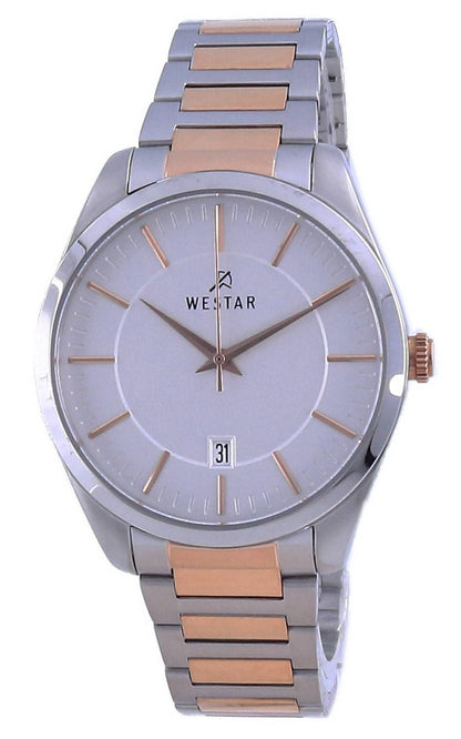 Westar Date display Silver Stainless steel Male 50213SPN607. A brand-new Westar watch featuring a Silver dial and a Stainless steel strap. Front view.