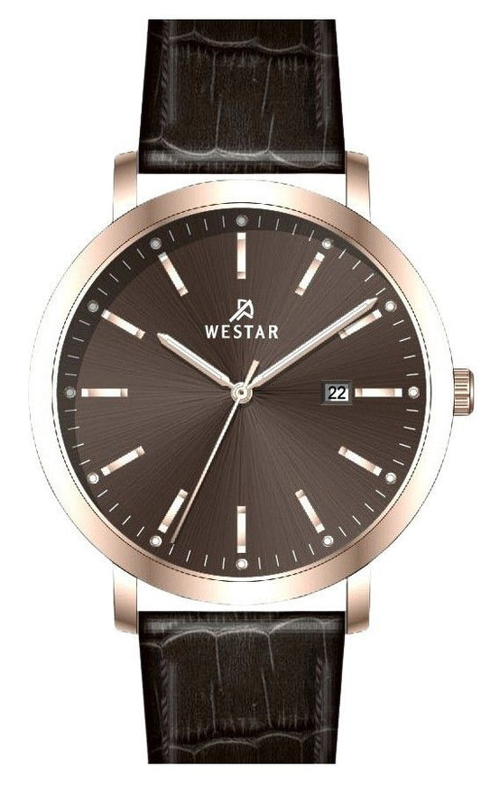 Westar Profile Date display Black Leather Male 50216PPN620. A brand-new Westar Profile watch featuring a Black dial and a Leather strap. Front view.