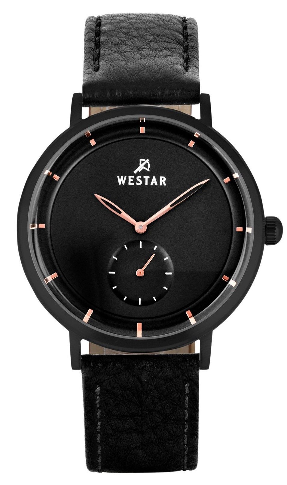 Westar Profile Quartz movement Black Leather Male 50246BBN603. A brand-new Westar Profile watch featuring a Black dial and a Leather strap. Front view.