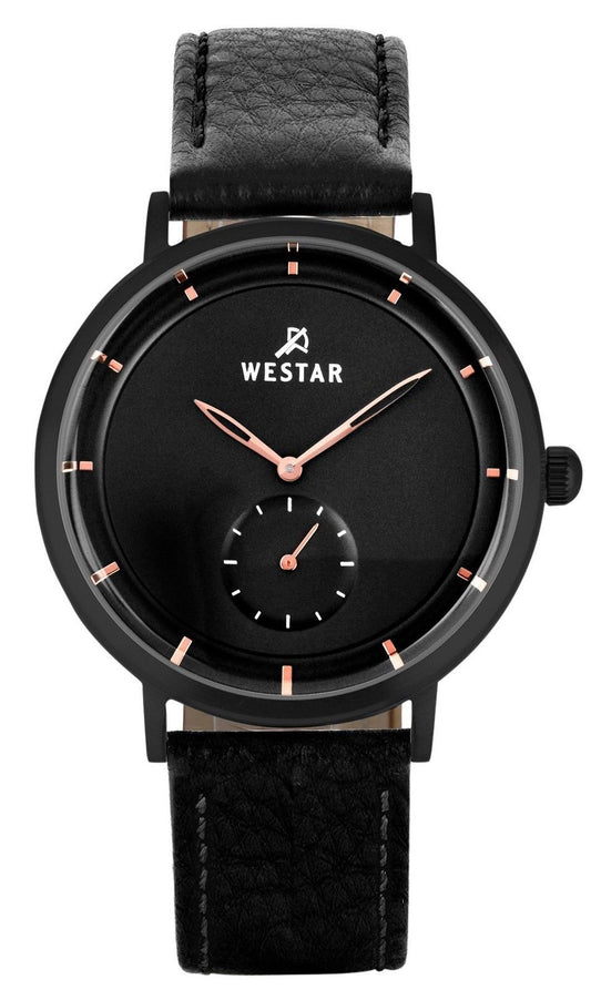 Westar Profile Quartz movement Black Leather Male 50246BBN603. A brand-new Westar Profile watch featuring a Black dial and a Leather strap. Front view.
