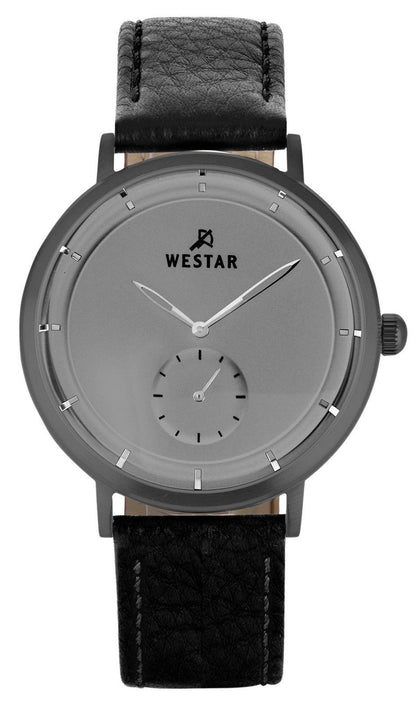 Westar Profile Quartz movement Grey Leather Male 50246GGN106. A brand-new Westar Profile watch featuring a Grey dial and a Leather strap. Front view.