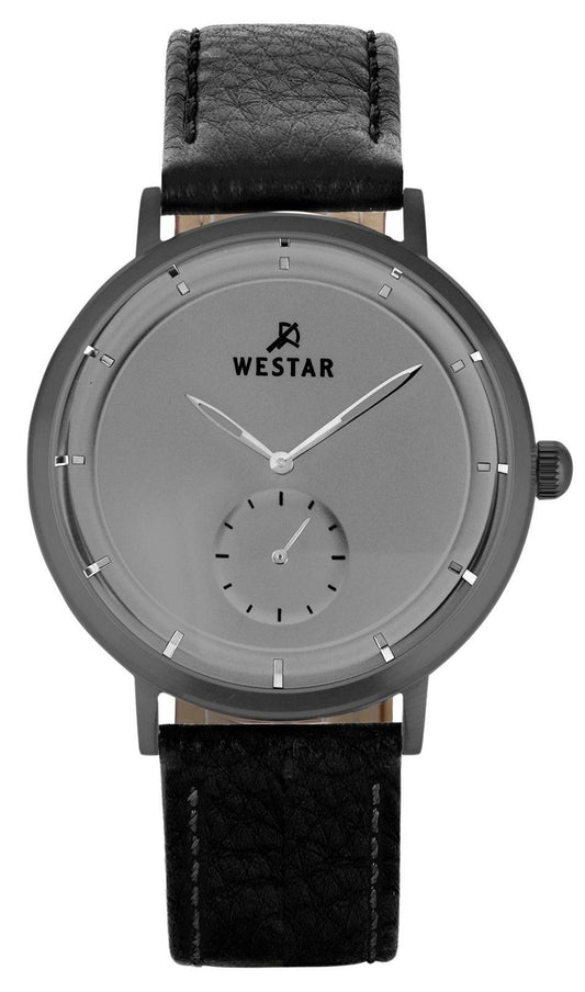 Westar Profile Quartz movement Grey Leather Male 50246GGN106. A brand-new Westar Profile watch featuring a Grey dial and a Leather strap. Front view.