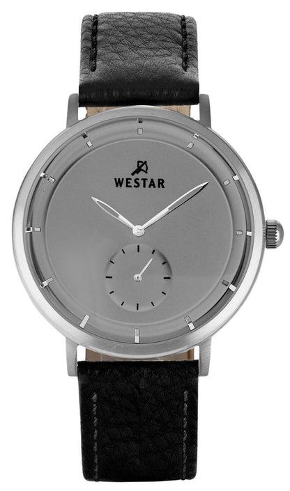 Westar Profile Quartz movement Grey Leather Male 50246STN106. A brand-new Westar Profile watch featuring a Grey dial and a Leather strap. Front view.