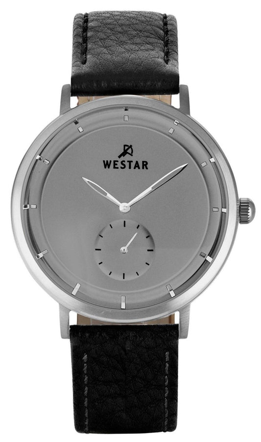 Westar Profile Quartz movement Grey Leather Male 50246STN106. A brand-new Westar Profile watch featuring a Grey dial and a Leather strap. Front view.