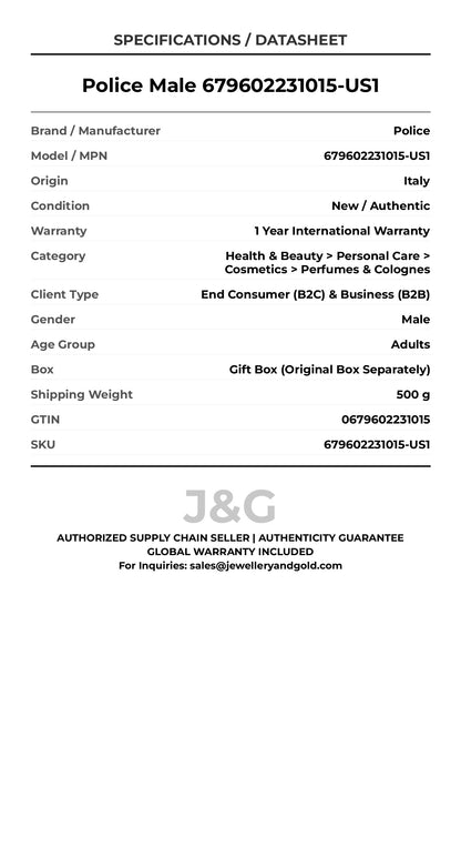 Police Male 679602231015-US1 - Specifications