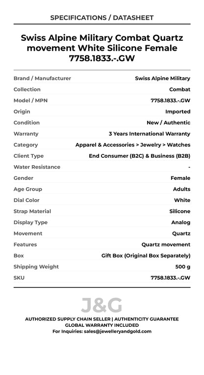 Swiss Alpine Military Combat Quartz movement White Silicone Female 7758.1833.-.GW - Specifications