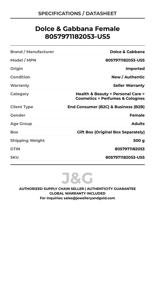 Dolce & Gabbana Female 8057971182053-US5 - Specifications
