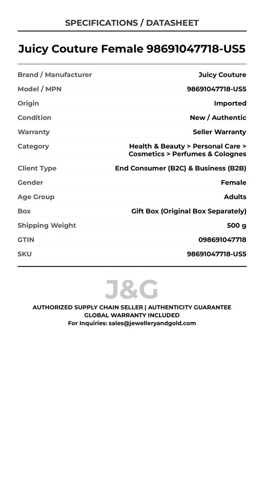 Juicy Couture Female 98691047718-US5 - Specifications