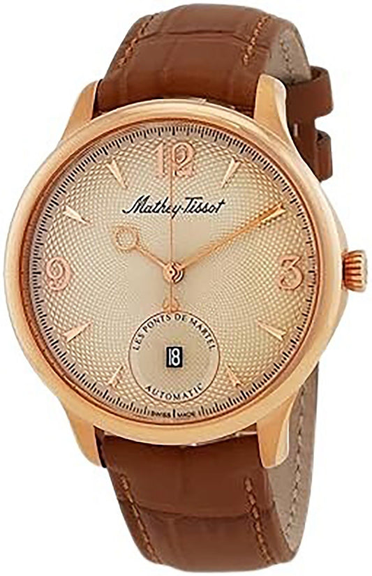 Mathey-Tissot Automatic movement Black Leather Male AC1886CI.-.MT. A brand-new Mathey-Tissot watch featuring a Black dial and a Leather strap. Angled view.