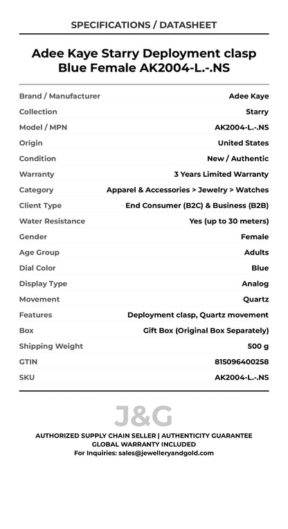 Adee Kaye Starry Deployment clasp Blue Female AK2004-L.-.NS - Specifications