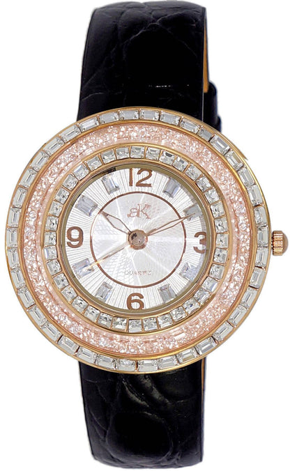 Adee Kaye Facceta Quartz movement Mother Of Pearl Leather Female AK2116-LWT.-.NS. A brand-new Adee Kaye Facceta watch featuring a Mother Of Pearl dial and a Leather strap. Side view.