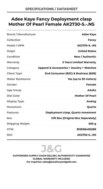 Adee Kaye Fancy Deployment clasp Mother Of Pearl Female AK2730-S.-.NS - Specifications