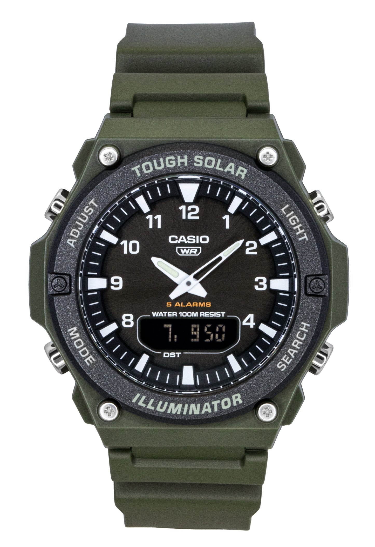 Casio Standard Solar powered Black Male AQ-S820W-3BV. A brand-new Casio Standard watch featuring a Black dial. Front view.