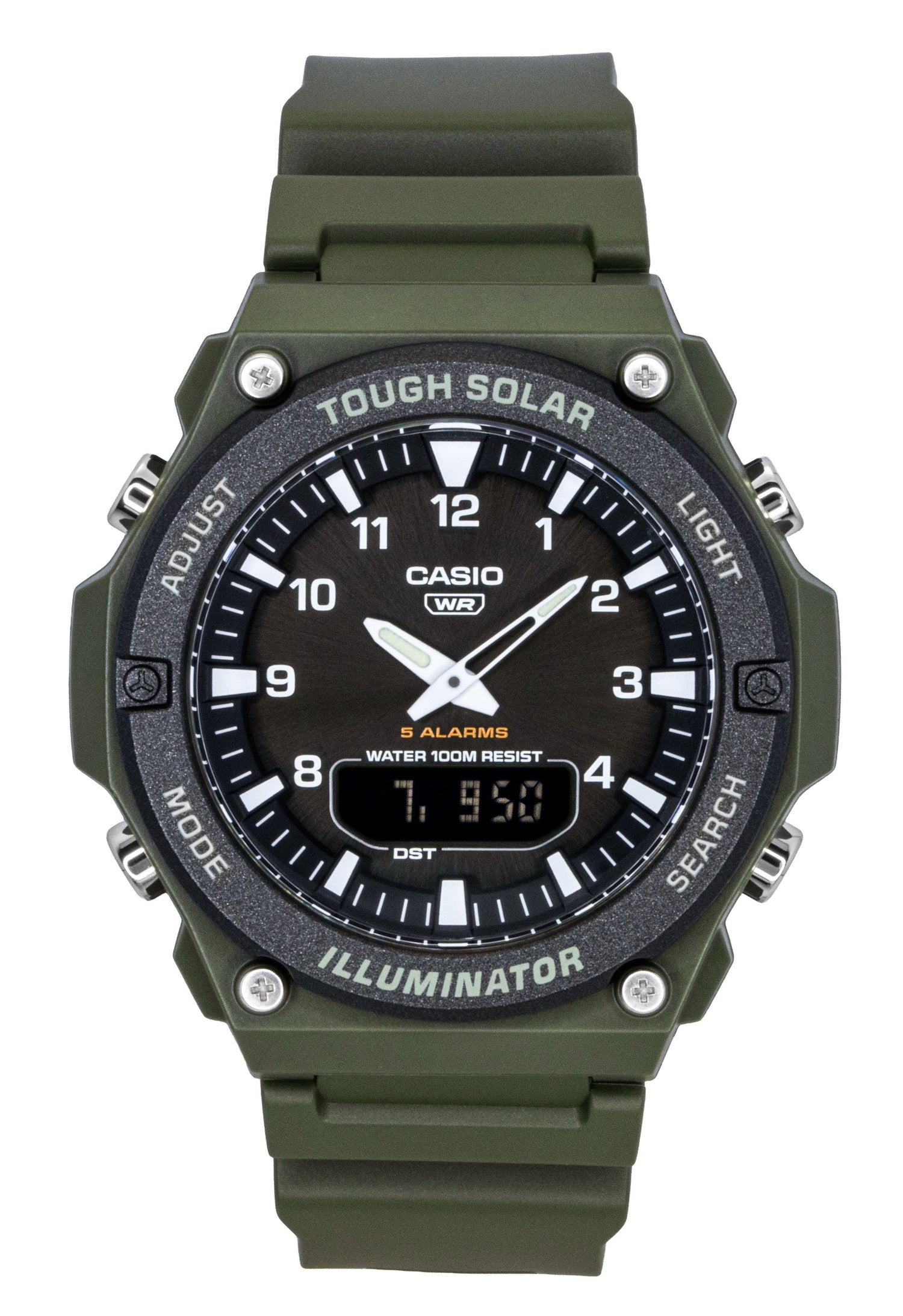 Casio Standard Solar powered Black Male AQ-S820W-3BV. A brand-new Casio Standard watch featuring a Black dial. Front view.