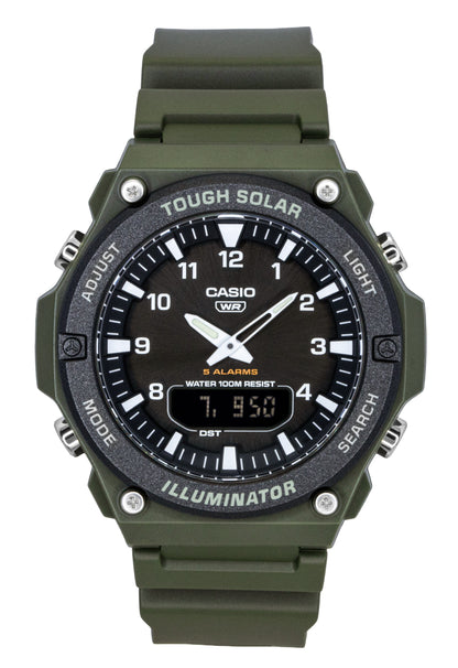 Casio Standard Solar powered Black Male AQ-S820W-3BV. A brand-new Casio Standard watch featuring a Black dial. Front view.