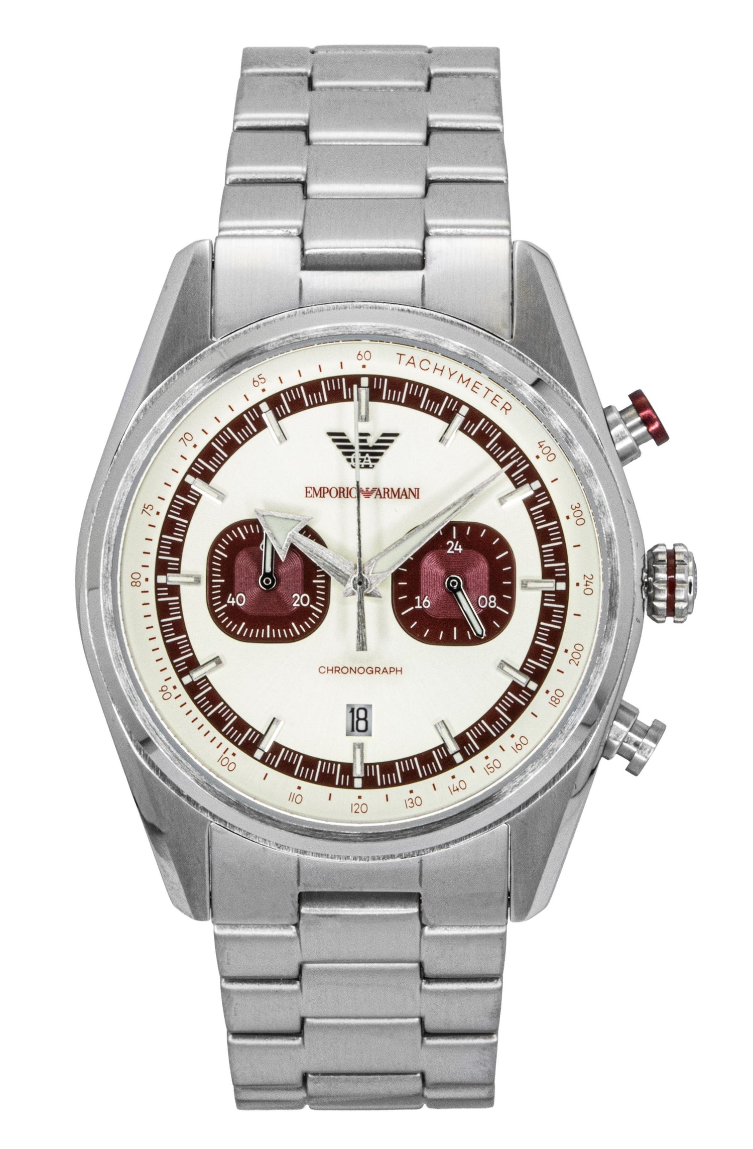 Emporio Armani Automatic movement Multicolor Stainless steel Male AR11645. A brand-new Emporio Armani watch featuring a Multicolor dial and a Stainless steel strap. Front view.