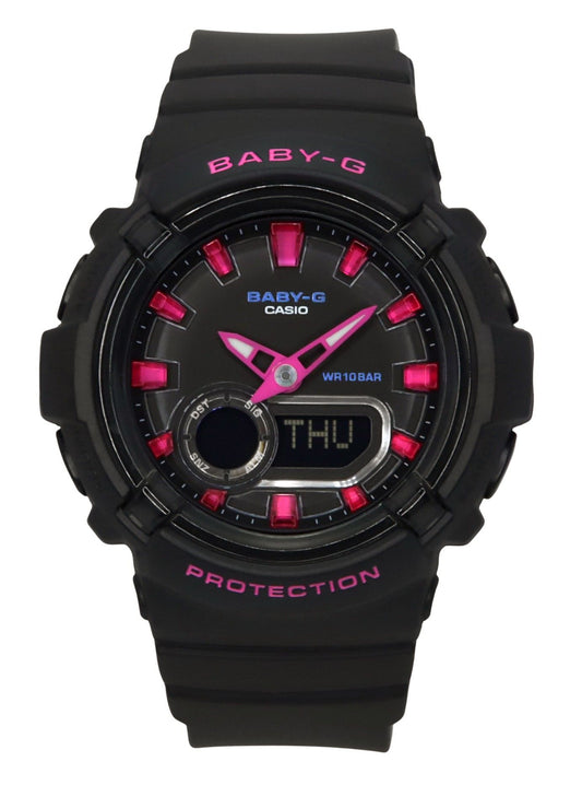 Casio Baby-G Quartz movement Black Female BGA-280DN-1A. A brand-new Casio Baby-G watch featuring a Black dial. Front view.