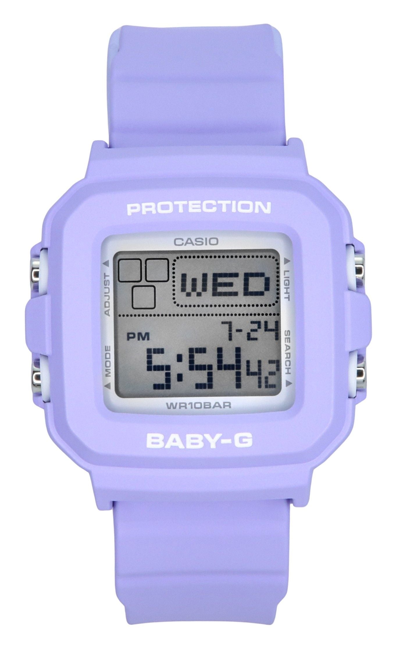 Casio Baby-G Quartz movement White Female BGD-10K-6. A brand-new Casio Baby-G watch featuring a White dial. Front view.
