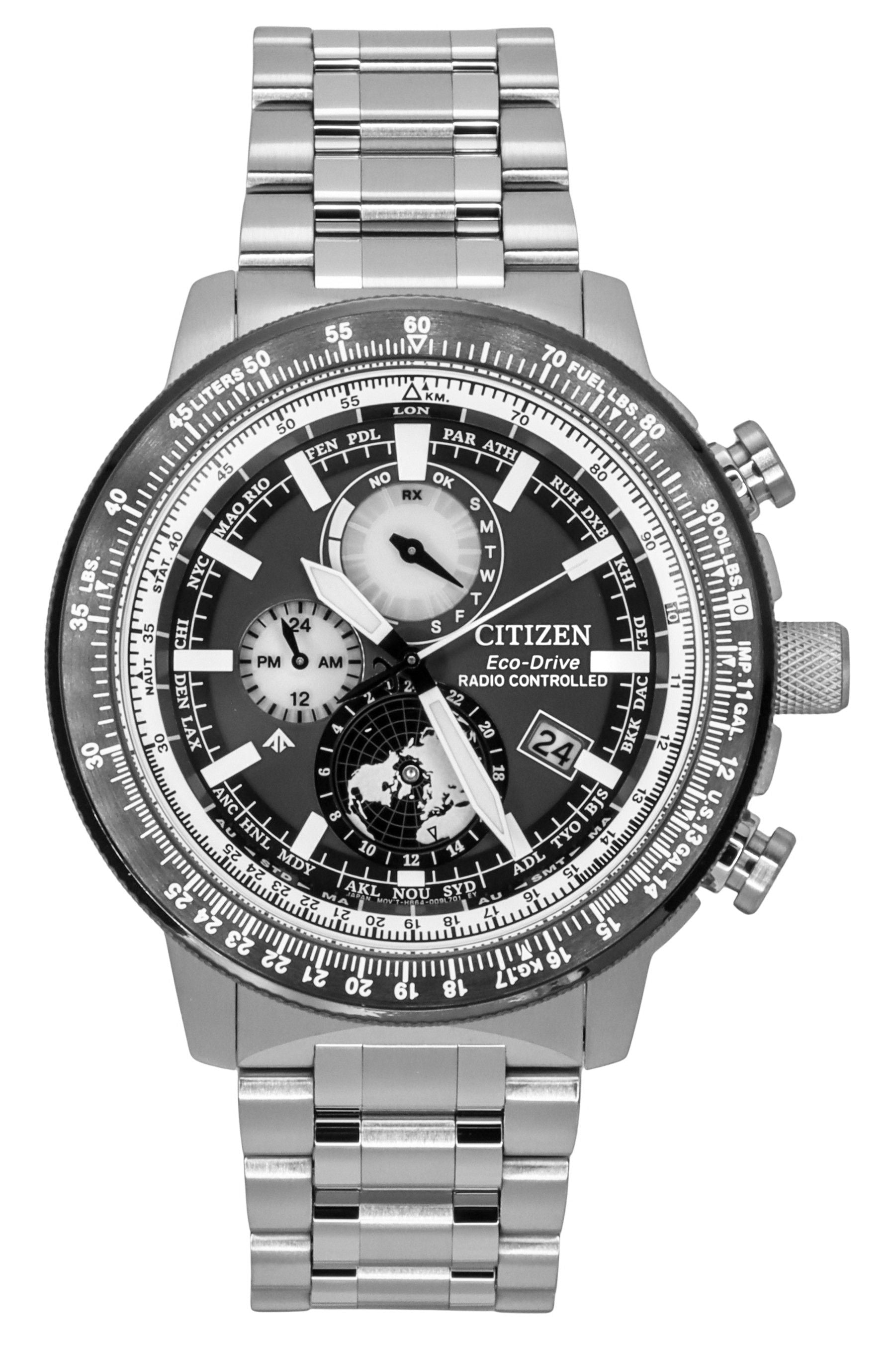 Citizen Promaster Grey Stainless steel Male BY3006-53H. A brand-new Citizen Promaster watch featuring a Grey dial and a Stainless steel strap. Front view.