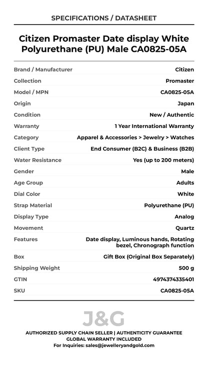 Citizen Promaster Date display White Polyurethane (PU) Male CA0825-05A - Specifications